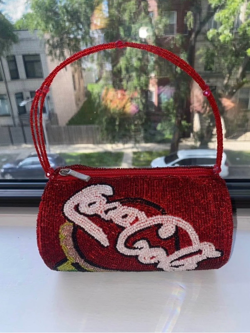 Coca Cola Red Beaded Mini Top-Handle Bag brand new